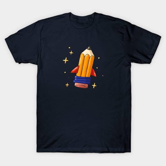 Pencil Rocket T-Shirt by Tania Tania